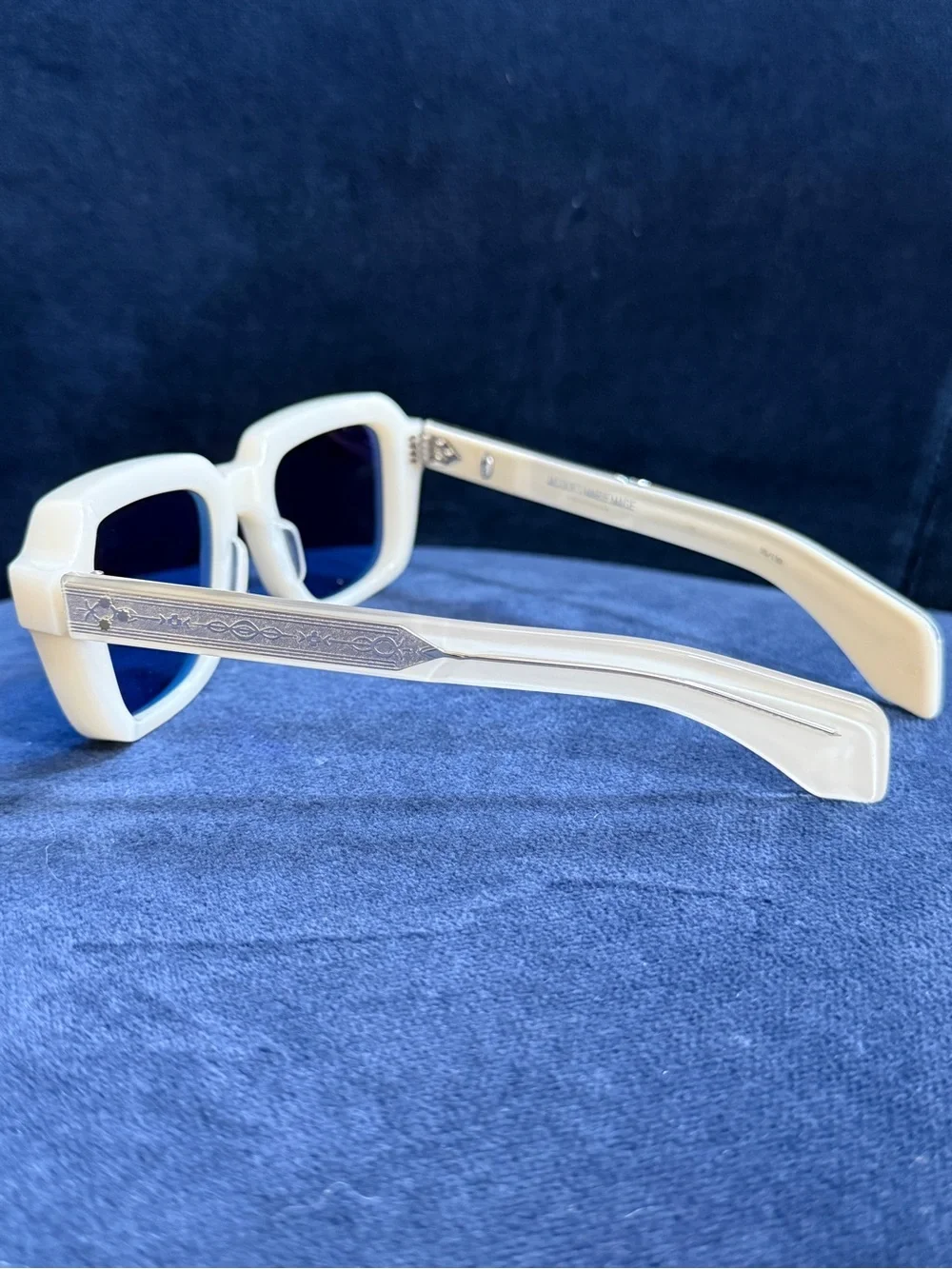 Jacques Marie Mage Limited Edition Sunglasses in Cream with Blue Lenses